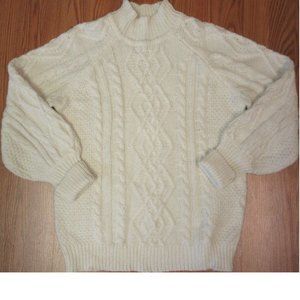 CABLE KNIT FISHERMAN MOCK TURTLENECK SWEATER